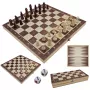 Extralink Toys Mediniai Šachmatai 3in1 Šaškės + Šachmatai + Triktrakas