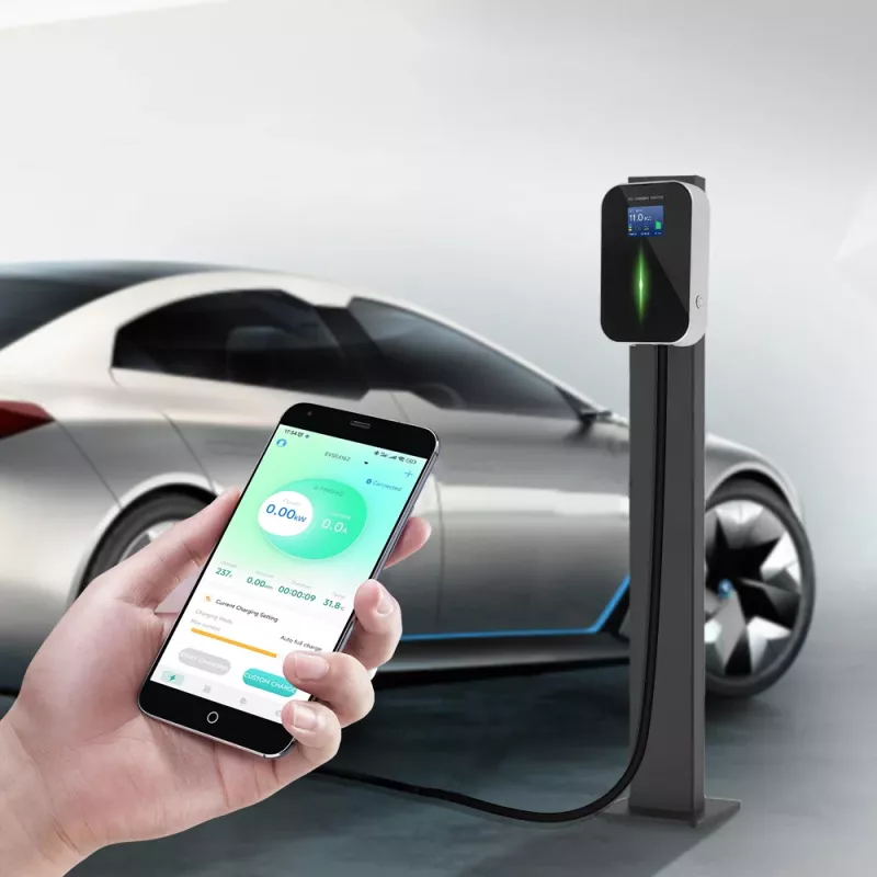Extralink BS20-BA-22kW-APP Type A 32A 22kW Elektrinio automobilio įkroviklis, 3 fazės, LCD ekranas, programėlė, 6,1 m