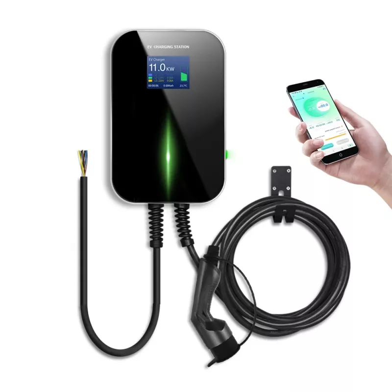 Extralink BS20-BC-22kW-APP elektrinių automobilių įkroviklis Type 2 32A 22kW, 3 fazės, LCD ekranas, programėlė, 6,1 m