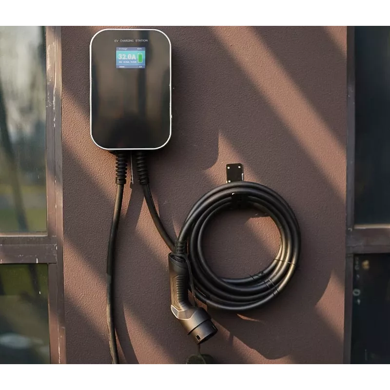 Extralink BS20-BC-22kW-APP elektrinių automobilių įkroviklis Type 2 32A 22kW, 3 fazės, LCD ekranas, programėlė, 6,1 m