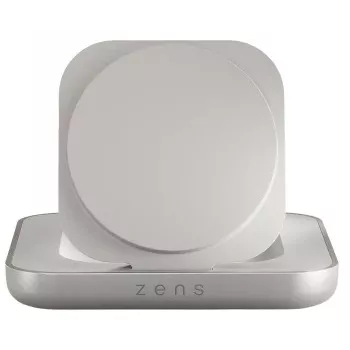 Belaidis magnetinis naktinio staliuko įkroviklis Zens ZESC20W/00 — baltas, su MagSafe suderinamas 15W belaidis įkrovimas