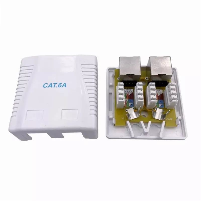 Ant sienos montuojamas ekranuotas tinklo lizdas GEMBIRD Gniazdo natynkowe 2×RJ45 Cat6A FTP