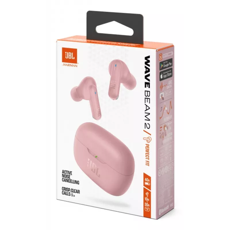 JBL Wave Beam 2 ausinės belaidės į ausis skambučiams / muzikai Bluetooth rožinės