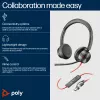 HP Poly Juodawire 8225 USB-C ausinės, laidinės, biurui/skambučių centrui, 185 g, ausinės, juodos
