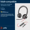 HP Poly Juodawire 8225 USB-C ausinės, laidinės, biurui/skambučių centrui, 185 g, ausinės, juodos