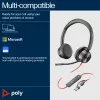 HP Poly Juodawire 8225 USB-C ausinės, laidinės, biurui/skambučių centrui, 185 g, ausinės, juodos