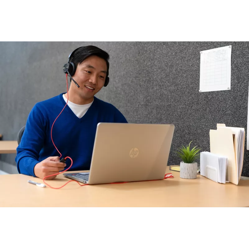 HP Poly Juodawire 8225 USB-C ausinės, laidinės, biurui/skambučių centrui, 185 g, ausinės, juodos