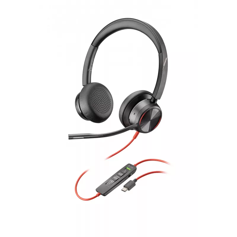 HP Poly Juodawire 8225 USB-C ausinės, laidinės, biurui/skambučių centrui, 185 g, ausinės, juodos
