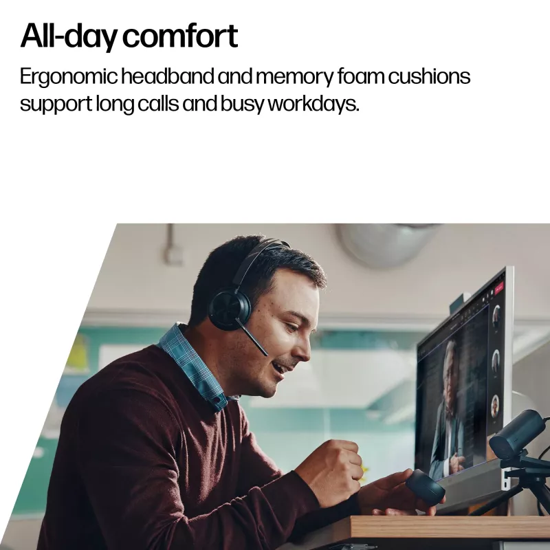 HP Poly Voyager Focus 2-M USB-C-C ausinės USB-C/A adapteris Poly+ 3 metai