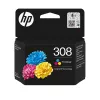 HP 308 Originalius trijų spalvų rašalo kasetė, standartinės talpos, žydra, rausvai raudona, geltona, dažų pagrindo rašalas, 1 vnt., 500 puslapių, kombinuota pakuotė