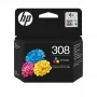 HP 308 Originalius trijų spalvų rašalo kasetė, standartinės talpos, žydra, rausvai raudona, geltona, dažų pagrindo rašalas, 1 vnt., 500 puslapių, kombinuota pakuotė