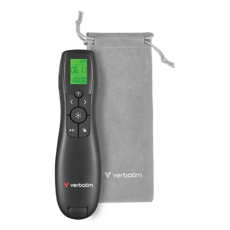 Verbatim Keynote belaidis pateikčių valdiklis su LCD ekranu, RF, USB, 30 m, juodas