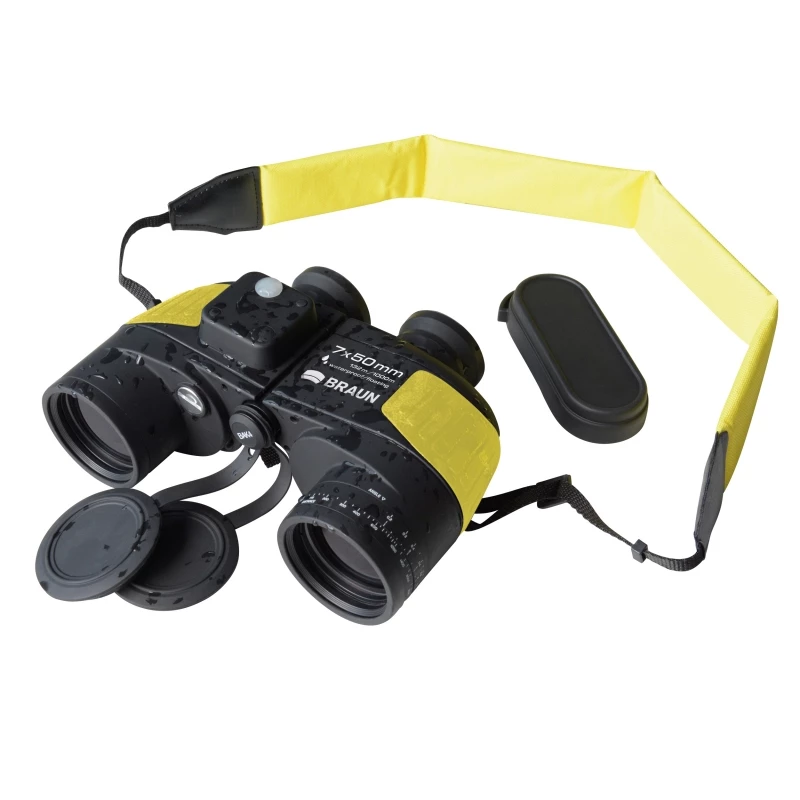 Braun Marine Binoculars žiūronai BaK-4 Porro juodi, geltoni