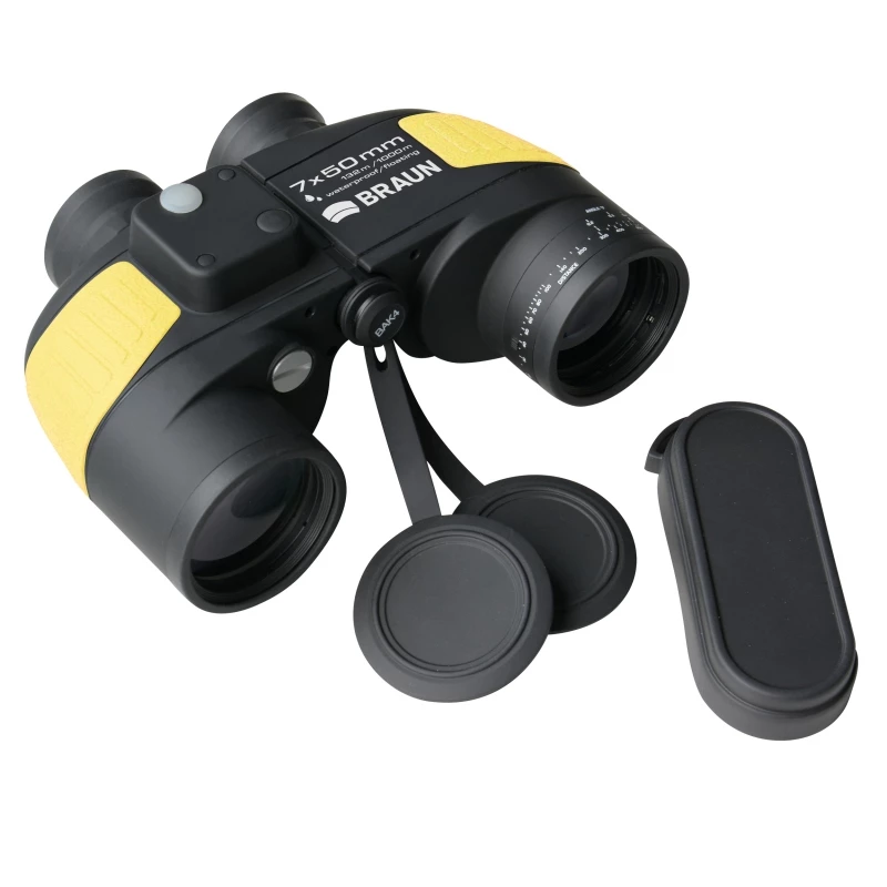 Braun Marine Binoculars žiūronai BaK-4 Porro juodi, geltoni