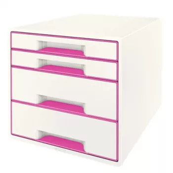 Leitz Drawer Cabinet WOW Cube 4-drawer, 4 stalčiai(-ių), Plastikas, Rožinė, Balta, 1 vnt., 287 mm, 270 mm