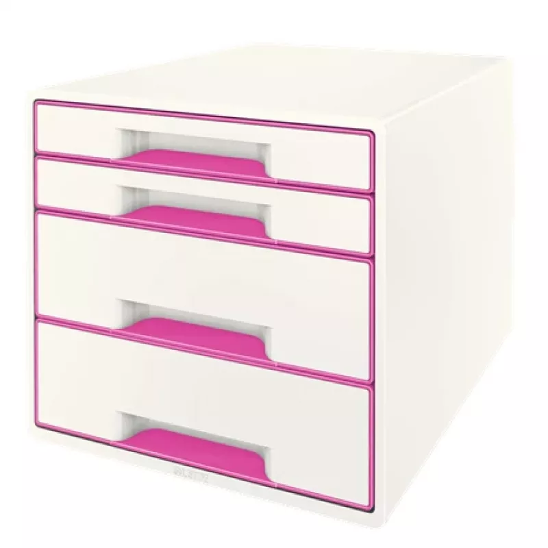 Leitz Drawer Cabinet WOW Cube 4-drawer, 4 stalčiai(-ių), Plastikas, Rožinė, Balta, 1 vnt., 287 mm, 270 mm