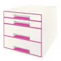 Leitz Drawer Cabinet WOW Cube 4-drawer, 4 stalčiai(-ių), Plastikas, Rožinė, Balta, 1 vnt., 287 mm, 270 mm