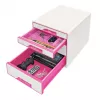 Leitz Drawer Cabinet WOW Cube 4-drawer, 4 stalčiai(-ių), Plastikas, Rožinė, Balta, 1 vnt., 287 mm, 270 mm