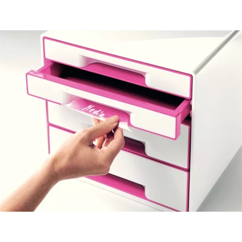 Leitz Drawer Cabinet WOW Cube 4-drawer, 4 stalčiai(-ių), Plastikas, Rožinė, Balta, 1 vnt., 287 mm, 270 mm