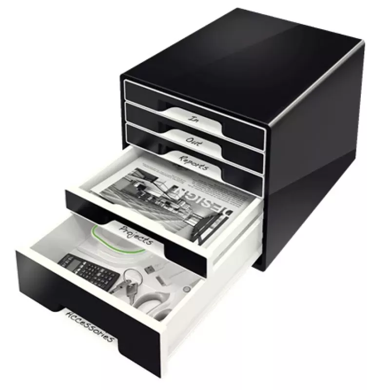 Leitz Desk Cube 5-drawer, 5 stalčiai (-ių), Plastikas, Juoda, 1 vnt., 270 mm, 287 mm