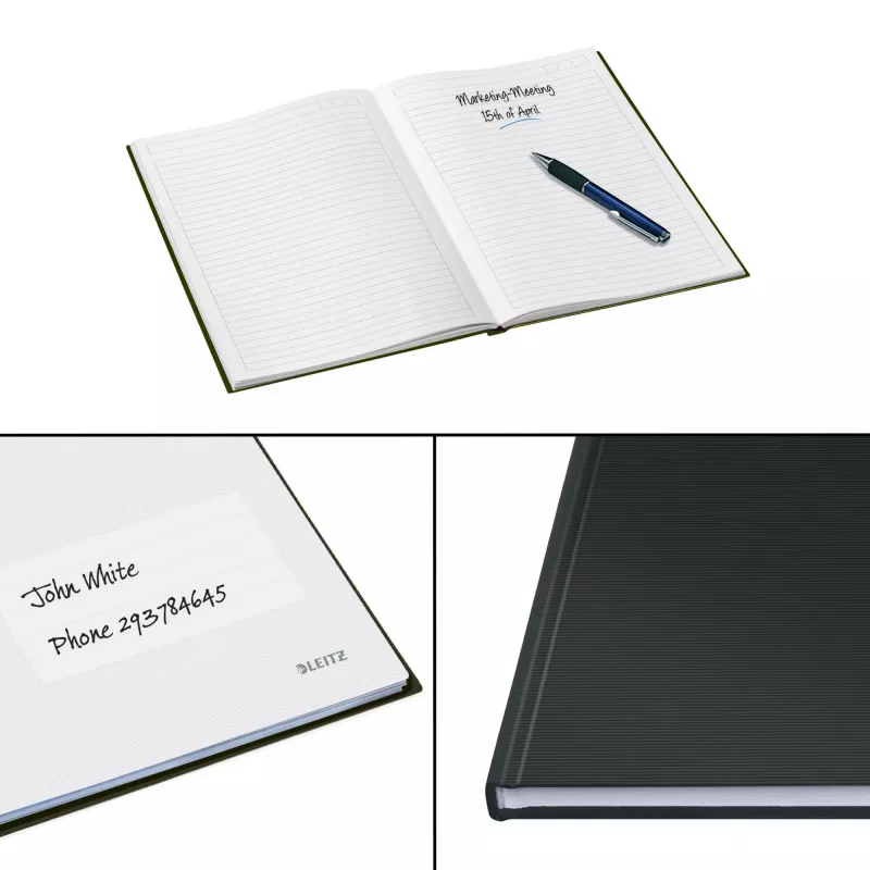 Leitz Notebook Solid Hardcover A5 Ruled 90 gram 80 sheets, Monochromatic, Juoda, A5, 80 sheets, Glossy, 80 g/m²