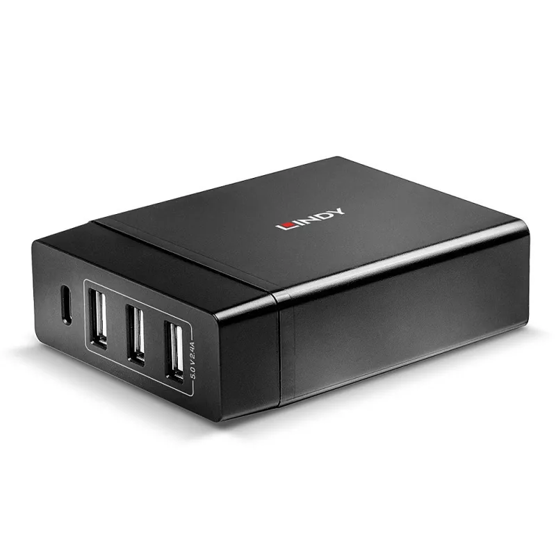 Lindy 4 prievadų USB Type C ir A išmanusis įkroviklis su Power Delivery, 72 W