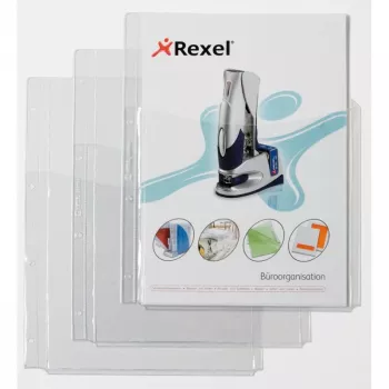 Rexel papildomos talpos įdėklai su priekine kišene, 210 x 297 mm (A4), permatomi, polivinilchloridas, 0,18 mm, 220 mm, 318 mm