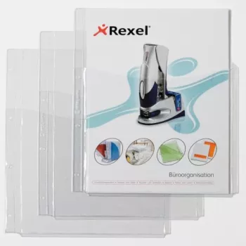 Rexel papildomos talpos įdėklai su priekine kišene, 210 x 297 mm (A4), permatomi, polivinilchloridas, 0,18 mm, 220 mm, 318 mm