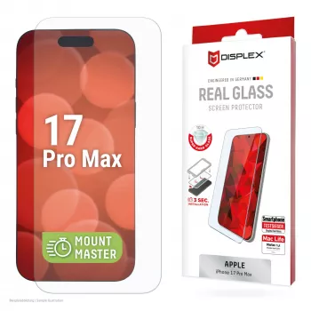 Grūdinto stiklo ekrano apsauga e.v.i. Displex (10H) Apple iPhone 17 Pro Max – atspari įbrėžimams, smūgiams ir nešvarumams, 1 vnt.