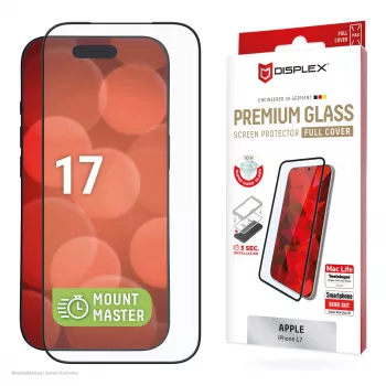 „Displex“ aukščiausios kokybės ekrano apsauga (visa danga, 10H), skirta „Apple iPhone 17“, visa danga