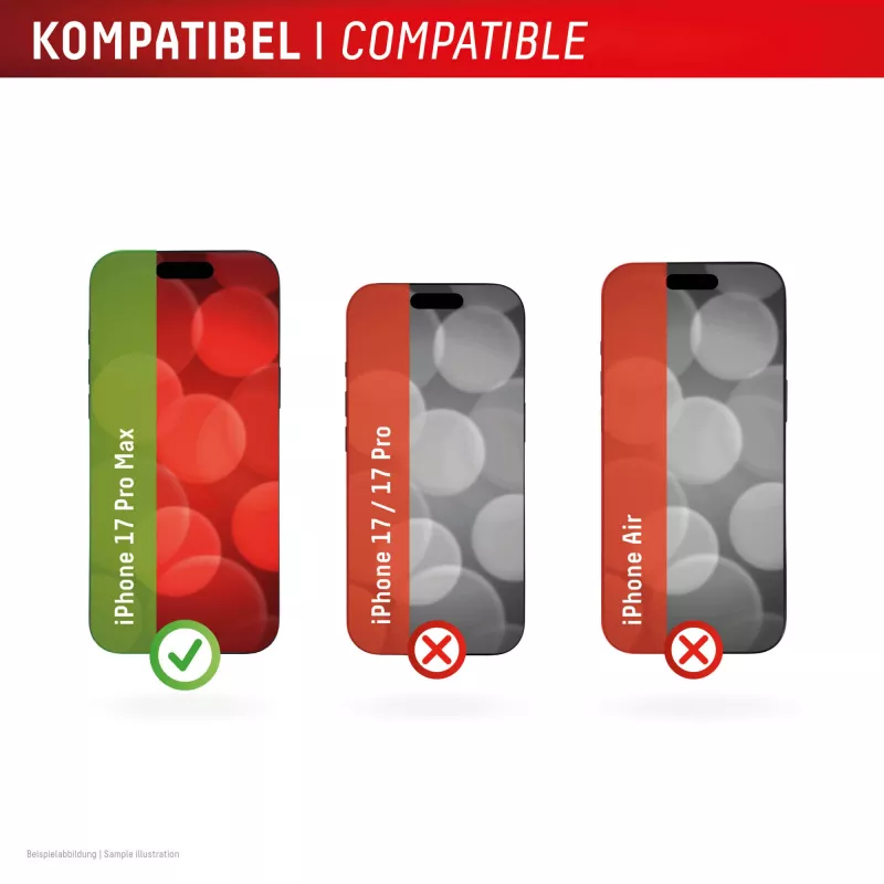 Ekrano apsauga e.v.i. Displex Premium, skirta iPhone 17 Pro Max, su montavimo priedu Mount Master (atspari įbrėžimams ir nešvarumams, skaidri / juoda)