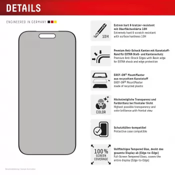 Displex privatumo ekrano apsauga (10H) Apple iPhone 17 – grūdinto stiklo privatumo filtras, atsparus įbrėžimams ir smūgiams