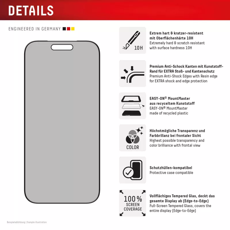 Displex Privatumo Ekrano Apsauga (10H) Apple iPhone 17 Pro, Privatumo filtras