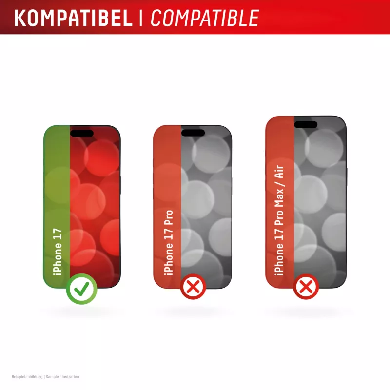 Ekrano apsauginė plėvelė ir dėklas e.v.i. Displex, skirtas Apple iPhone 17, grūdintas stiklas, skaidrus, sausas uždėjimas, atsparus įbrėžimams