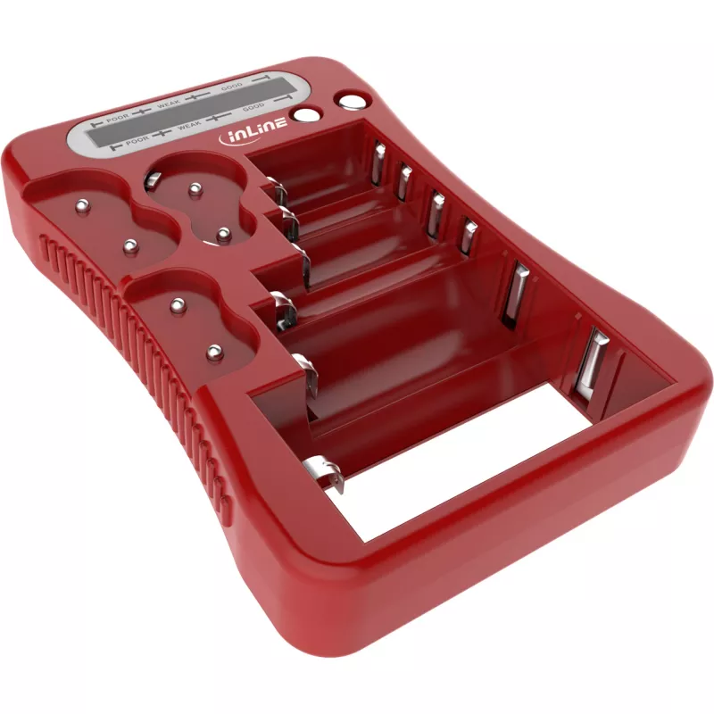 InLine 01285R baterijų tikrintuvas su LCD ekranu