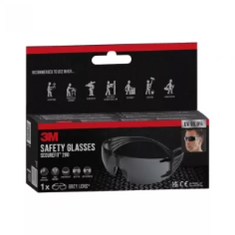 3M SecureFit Schutzbrille 200, pilkas stiklas Apsauginiai akiniai Polikarbonatas (PC) Pilka