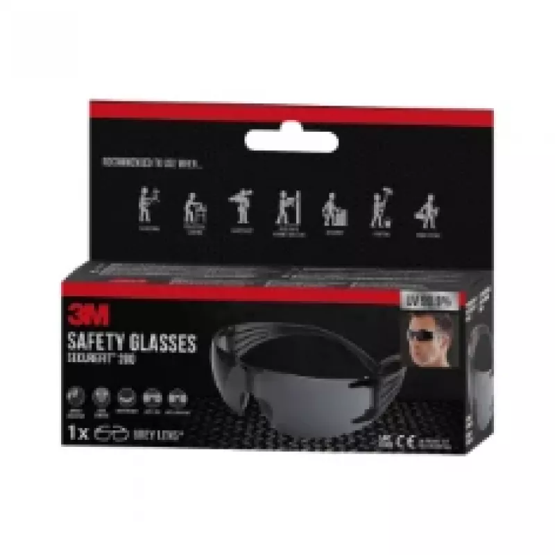 3M SecureFit Schutzbrille 200, pilkas stiklas Apsauginiai akiniai Polikarbonatas (PC) Pilka