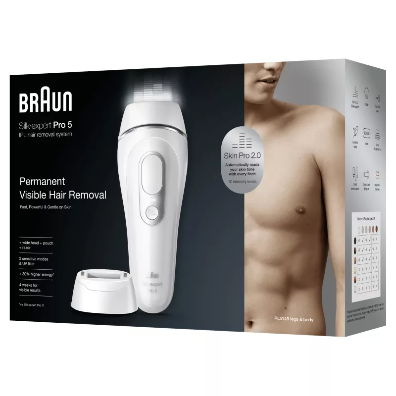 Braun Silk-expert Pro Silk·expert Pro 5 PL5145 Intensyvi impulsinė šviesa (IPL) Sidabrinė, Balta