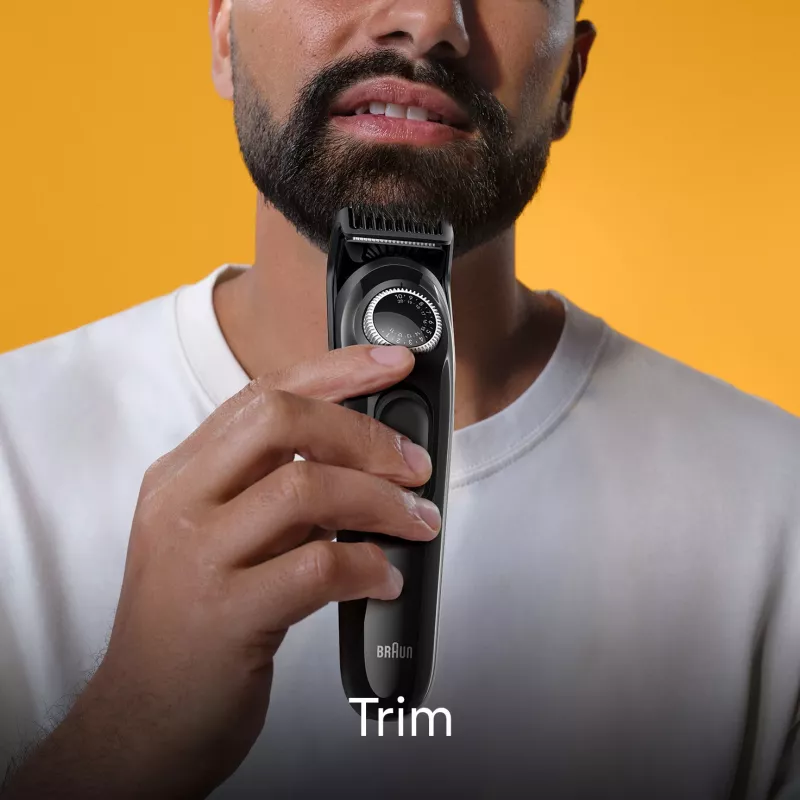 Braun BeardTrimmer 3 Beard Trm 3 BT3400, plaunama, baterija, juoda