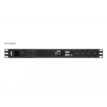 ATEN Basic Metered 1U PDU su apsauga nuo viršįtampių, Basic, Metered, 1U, juoda, LCD, 18 kintamosios srovės lizdų, C13 jungtis