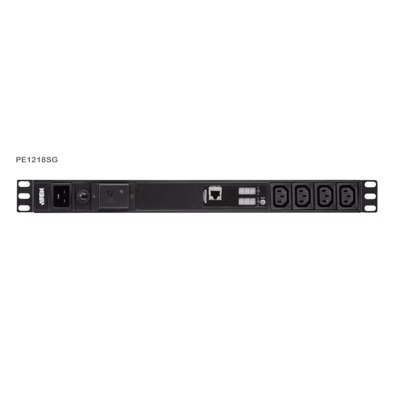 ATEN Basic Metered 1U PDU su apsauga nuo viršįtampių, Basic, Metered, 1U, juoda, LCD, 18 kintamosios srovės lizdų, C13 jungtis