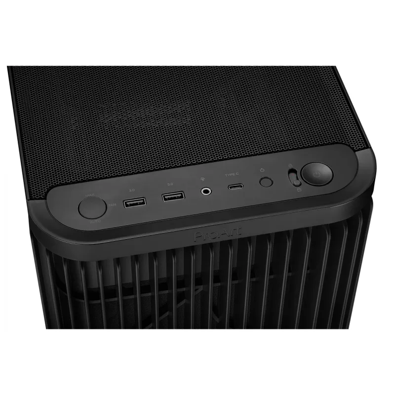 PC korpusas ASUS ProArt PA401 Mesh Panel Juoda, ATX, 2x160mm priekyje, 1x120mm gale, 2x3.5 col. + 2x2.5 col., USB 3.2 Gen1