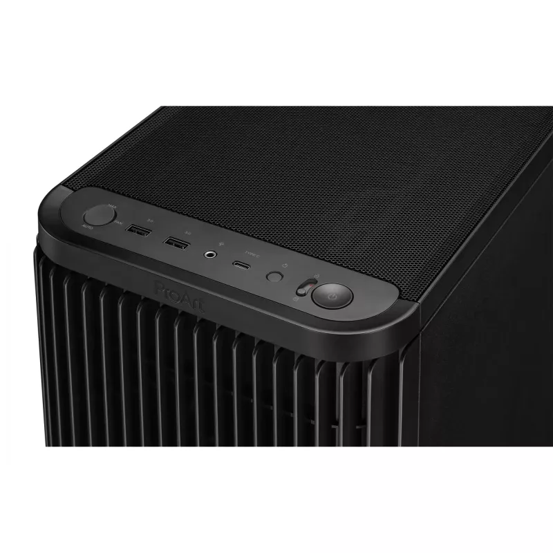 PC korpusas ASUS ProArt PA401 Mesh Panel Juoda, ATX, 2x160mm priekyje, 1x120mm gale, 2x3.5 col. + 2x2.5 col., USB 3.2 Gen1