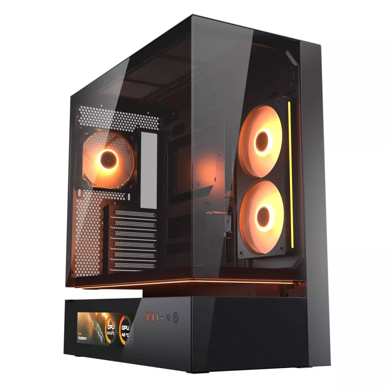 Cougar CFV235 Vision Midi Tower PC korpusas, ARGB, 9,16 colio LCD (1920×462), grūdintas stiklas, juodas