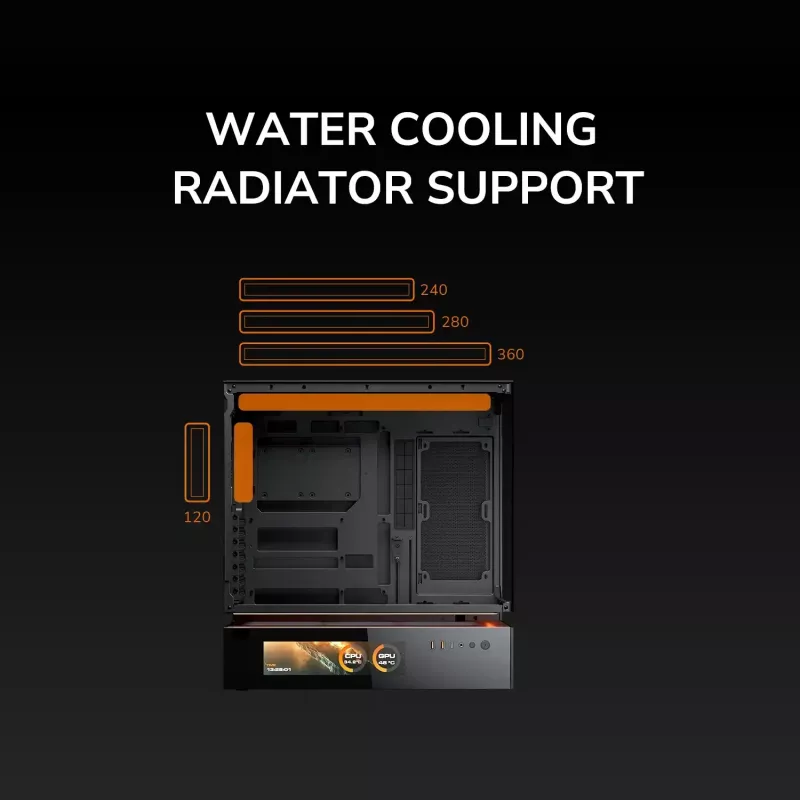 Cougar CFV235 Vision Midi Tower PC korpusas, ARGB, 9,16 colio LCD (1920×462), grūdintas stiklas, juodas