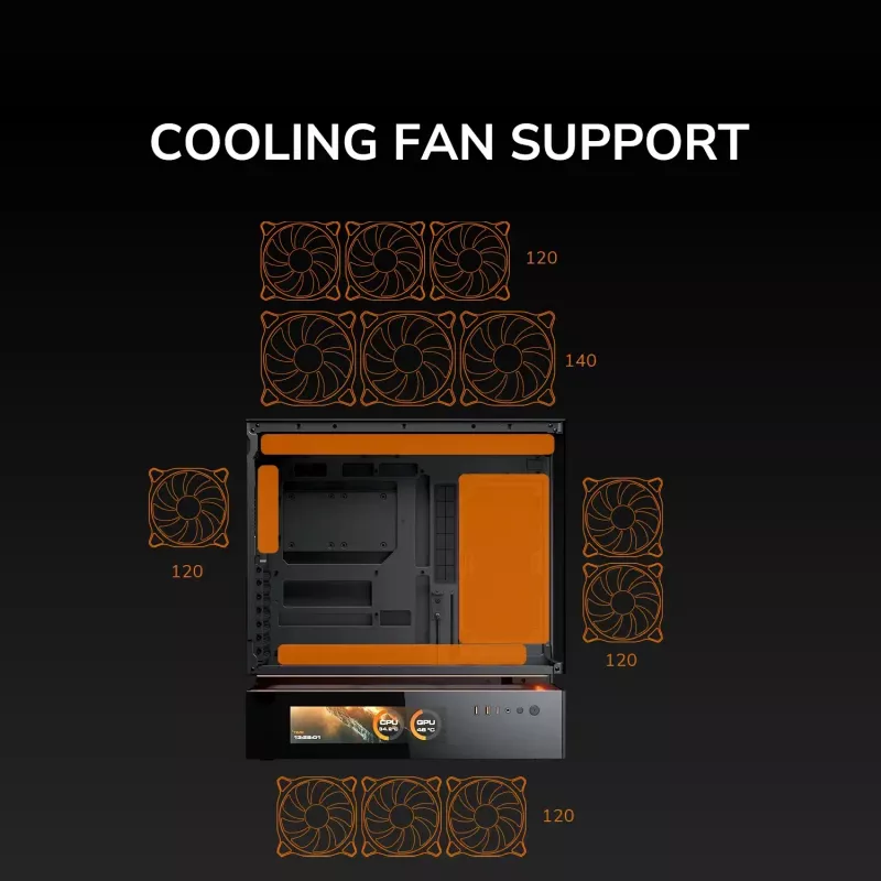 Cougar CFV235 Vision Midi Tower PC korpusas, ARGB, 9,16 colio LCD (1920×462), grūdintas stiklas, juodas
