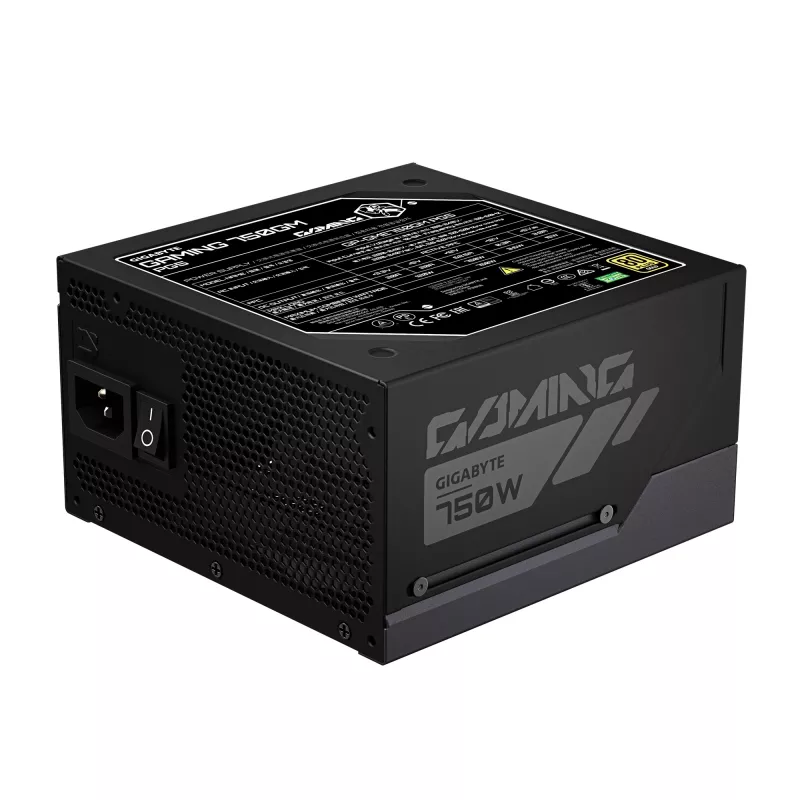 GIGABYTE GAMING 750GM PG5 maitinimo blokas – PCIe 5.1, 80 PLUS Gold, pilnai modulinis dizainas, 135 mm ventiliatorius, atitinka ATX 3.1, EU kištukas