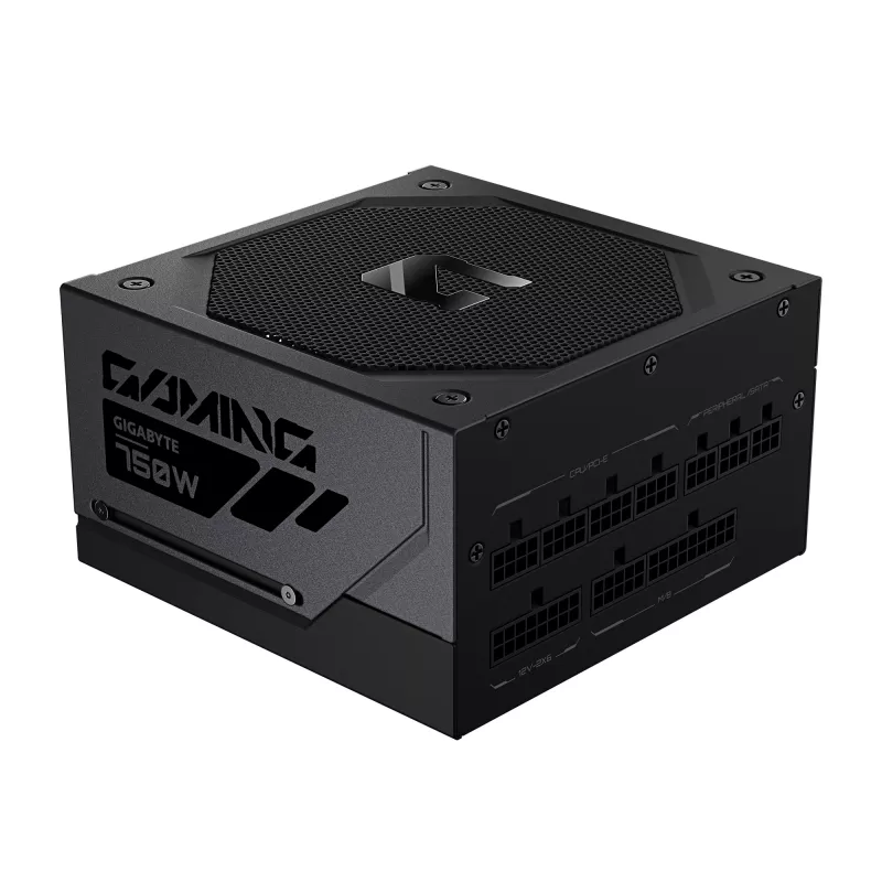 GIGABYTE GAMING 750GM PG5 maitinimo blokas – PCIe 5.1, 80 PLUS Gold, pilnai modulinis dizainas, 135 mm ventiliatorius, atitinka ATX 3.1, EU kištukas