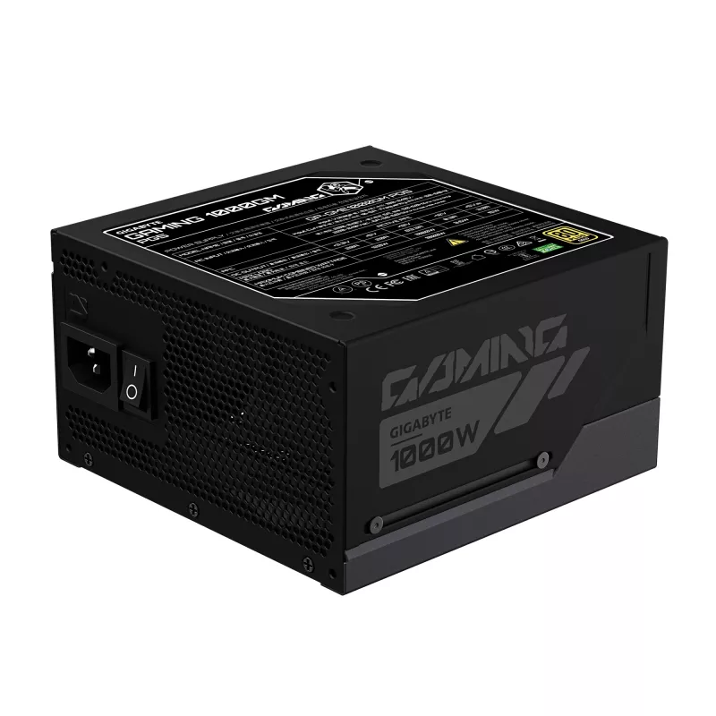 GIGABYTE GAMING 1000GM PG5 maitinimo blokas – PCIe 5.1, 80 PLUS Gold, visiškai modulinė konstrukcija, 135 mm ventiliatorius, ATX 3.1 suderinamas, EU kištukas