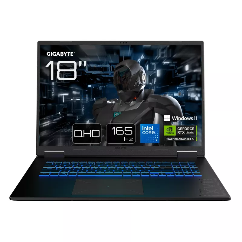 GIGABYTE Gaming A18 PRO DXJG3DEBC4SH Intel Core 7 240H Nešiojamasis kompiuteris 45,7 cm (18 colių) WQXGA 32 GB LPDDR5x-SDRAM 1 TB SSD NVIDIA GeForce RTX 5070 Ti Wi-Fi 6E (802.11ax) Windows 11 Home Juoda